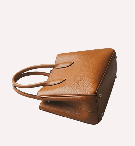 Cognac Grained Tote 4